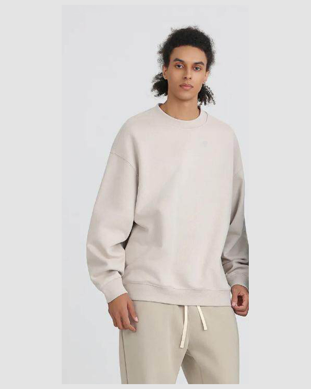 Polocom Plus Loft Heavyweight Crewneck in Khaki, front view on male model