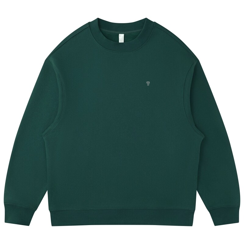 Polocom Plus Loft Heavyweight Crewneck in Jungle Green, front product view