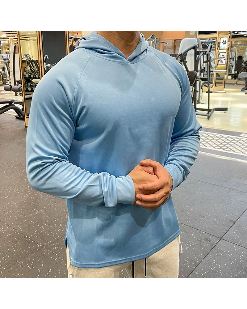 Polocom Plus Momentum Training Hoodie in Blue, model front view