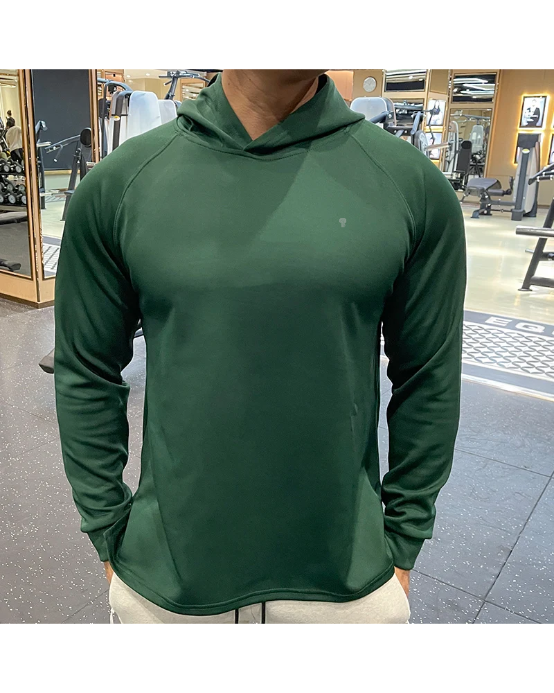 Polocom Plus Momentum Training Hoodie in Green, model front view