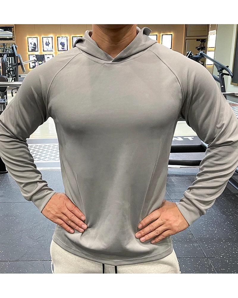 Polocom Plus Momentum Training Hoodie in Gray, model front view