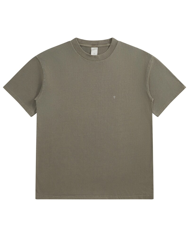 Polocom Plus Off-Duty Oversized Cotton Tee in Grey Green, garment front view