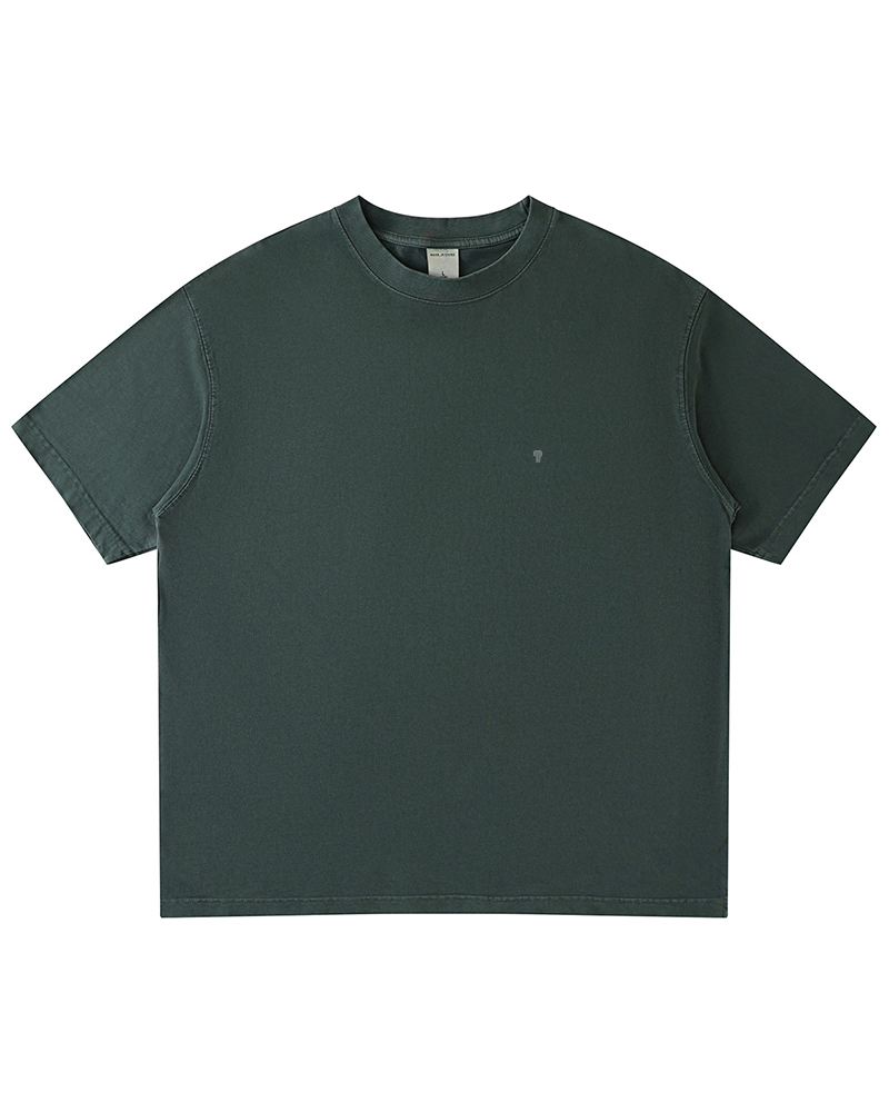 Polocom Plus Off-Duty Oversized Cotton Tee in Dark Green, garment front view