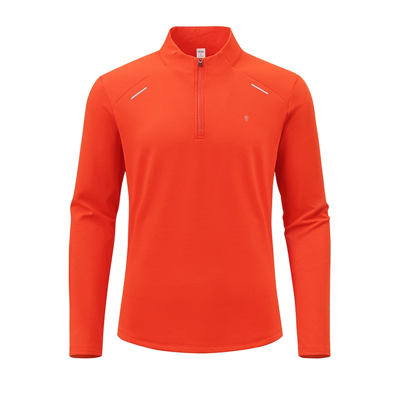 Polocom Plus Pace Fleece Quarter Zip Top in Orange, garment front view