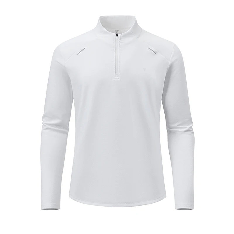 Polocom Plus Pace Fleece Quarter Zip Top in White, garment front view