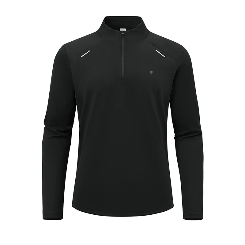 Polocom Plus Pace Fleece Quarter Zip Top in Black, garment front view