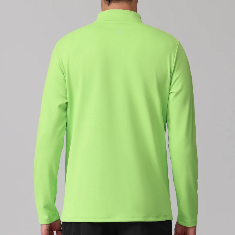Pace Fleece Quarter Zip Top in Green, model back view