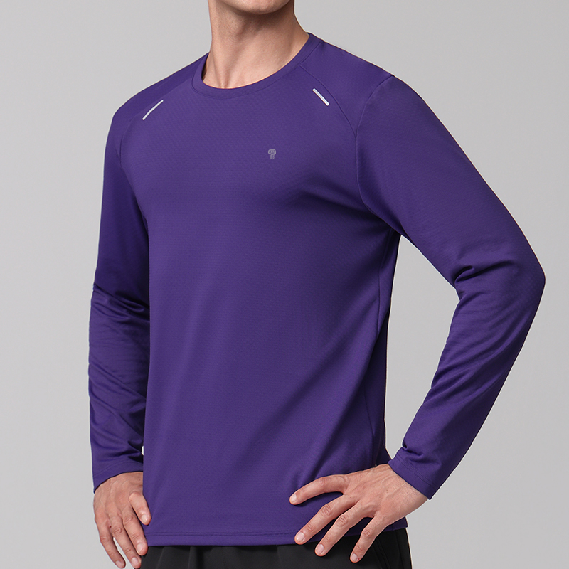 Polocom Plus Pace Fleece Long-Sleeve Tee in Purple, model front view