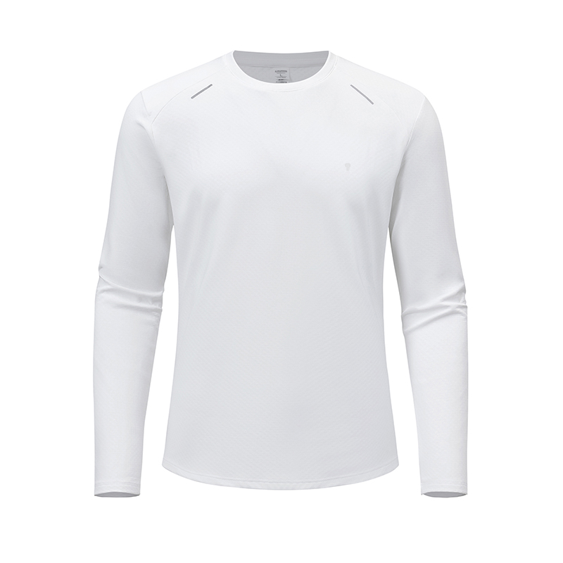 Polocom Plus Pace Fleece Long-Sleeve Tee in White, garment front view