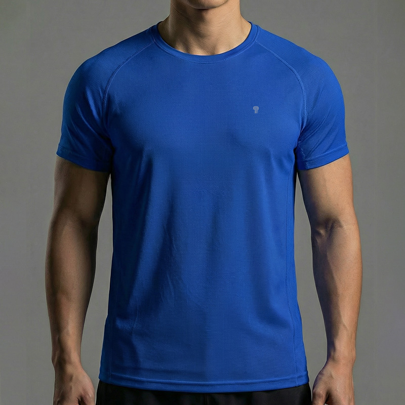 Polocom Plus Pace Raglan Training Tee in Blue, front model view