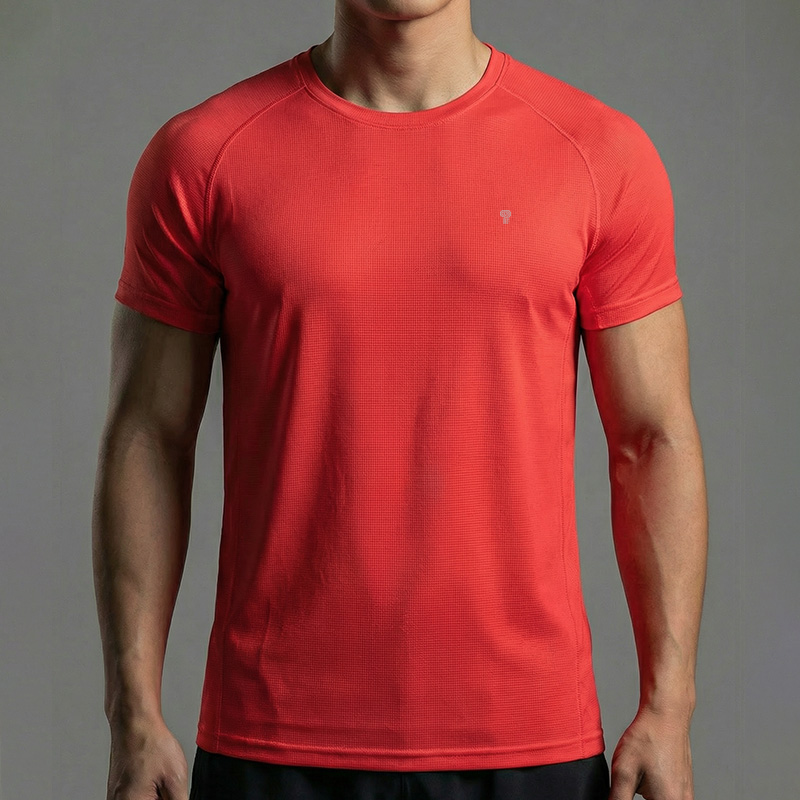 Polocom Plus Pace Raglan Training Tee in Red, front model view