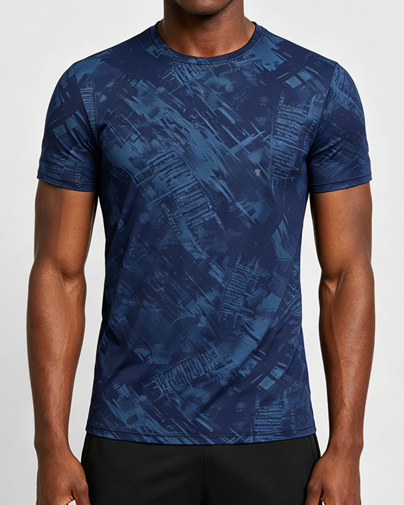 Polocom Plus Aerial Stretch Training Tee — Royal Blue front on model