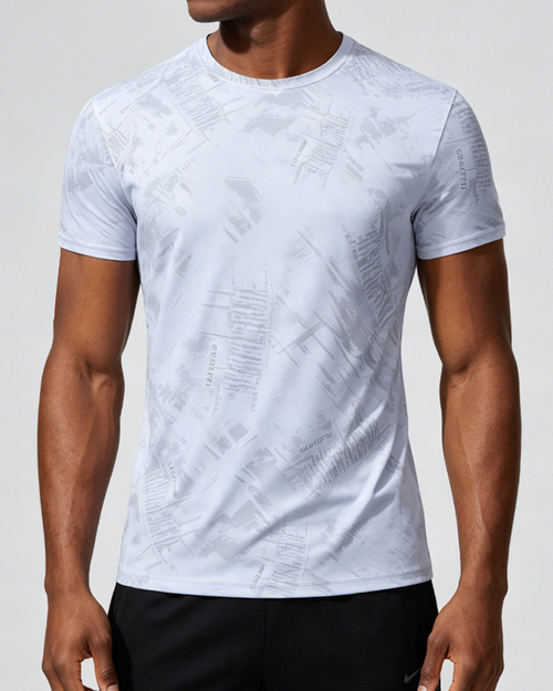 Polocom Plus Aerial Stretch Training Tee — White front on model