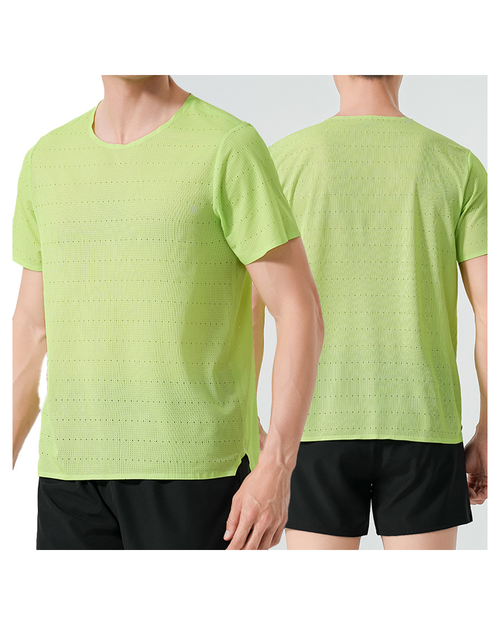 Polocom Plus Aero Lite Training Tee — Lemon Green front and rear on models