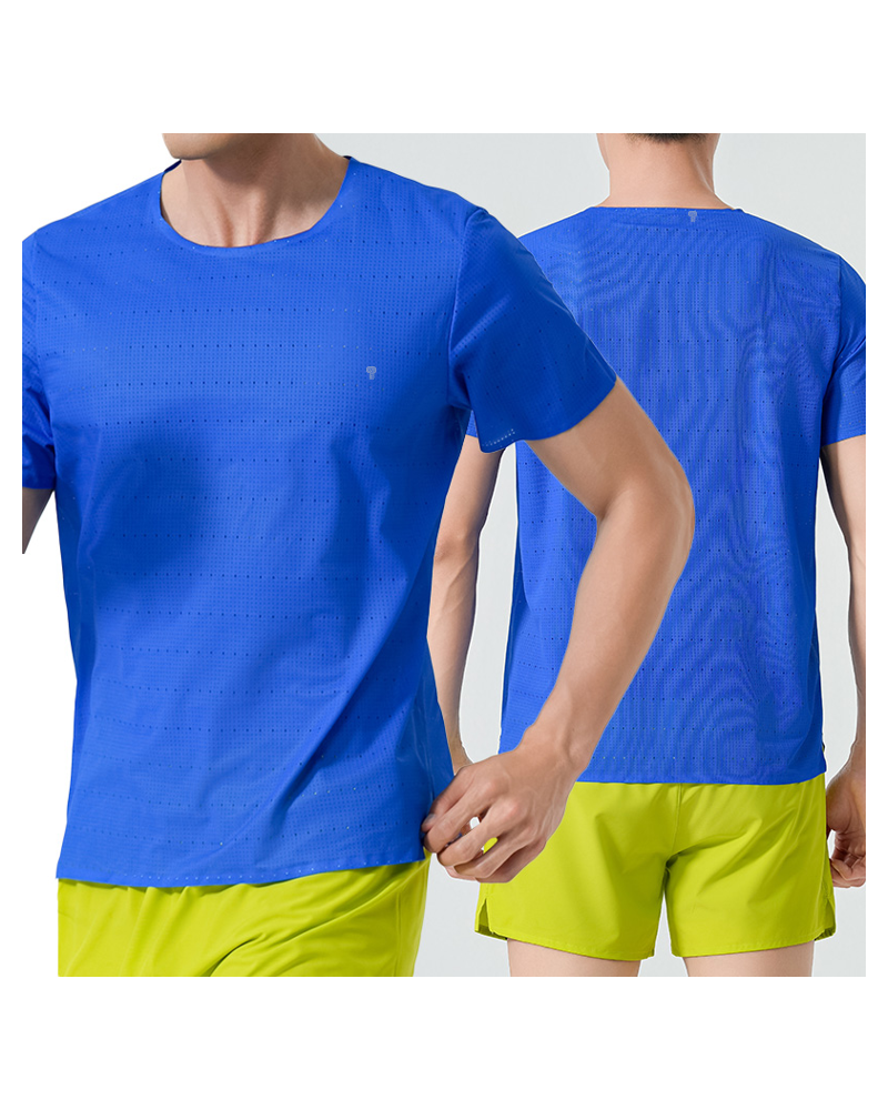 Polocom Plus Aero Lite Training Tee — Blue front and rear on models