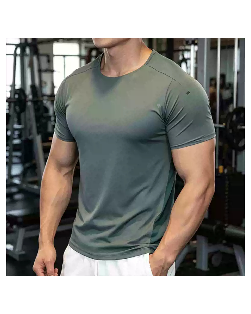 Polocom Plus Aero Plain Training Tee — Olive Green front on model