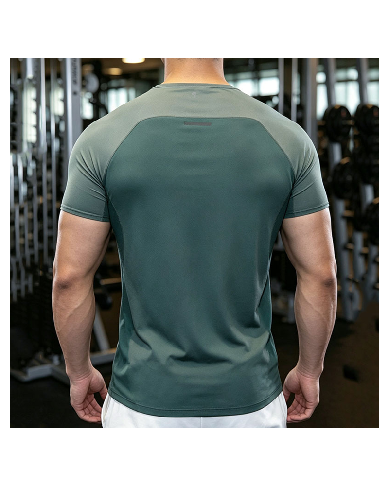 Polocom Plus Aero Plain Training Tee — Olive Green rear on model