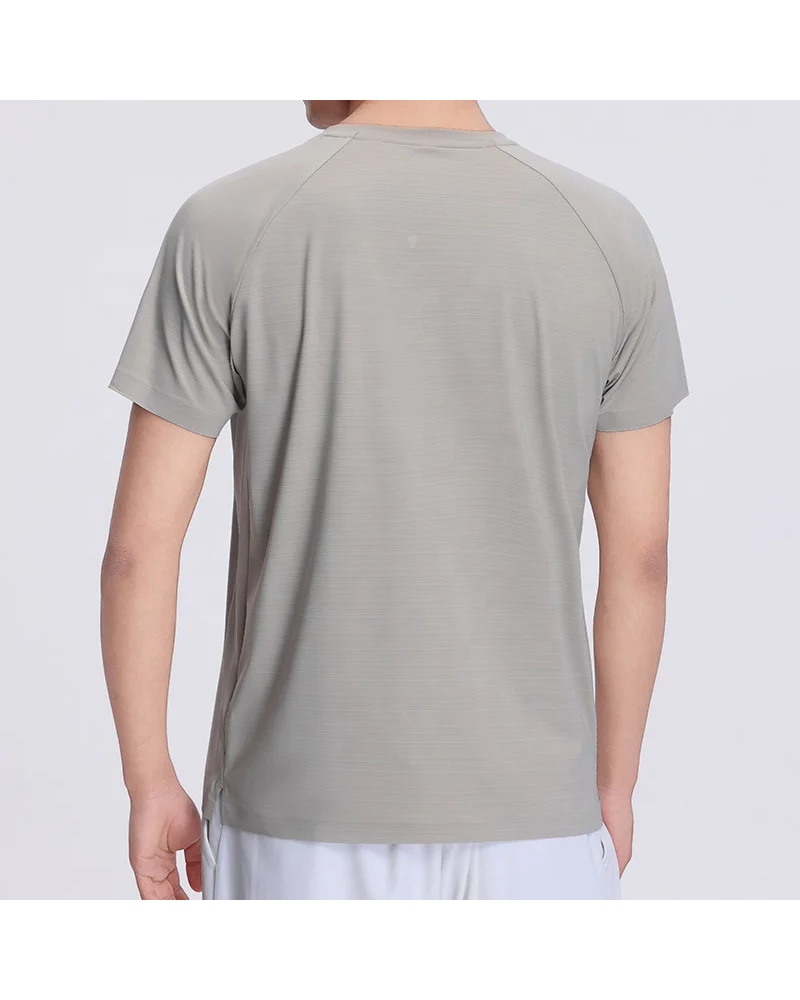 Airflow Nylon Stretch Tee in Khaki, model rear view