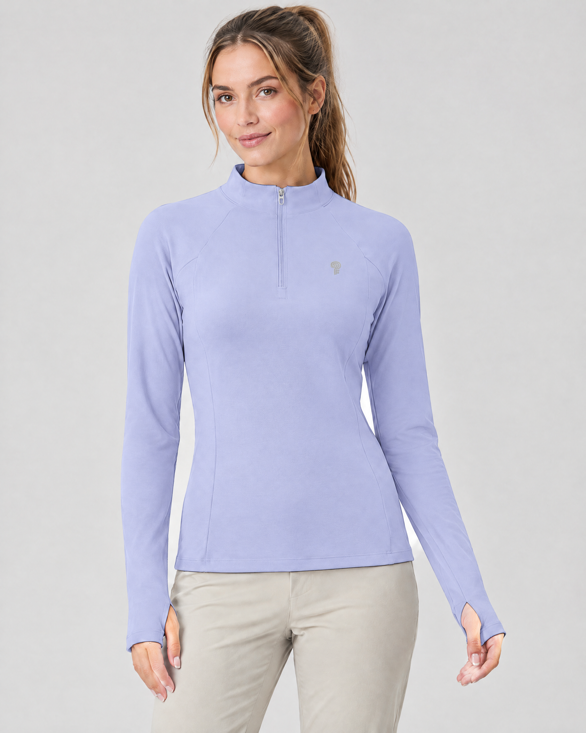 Align Quarter-Zip Thumbhole Top | Purple | Front view