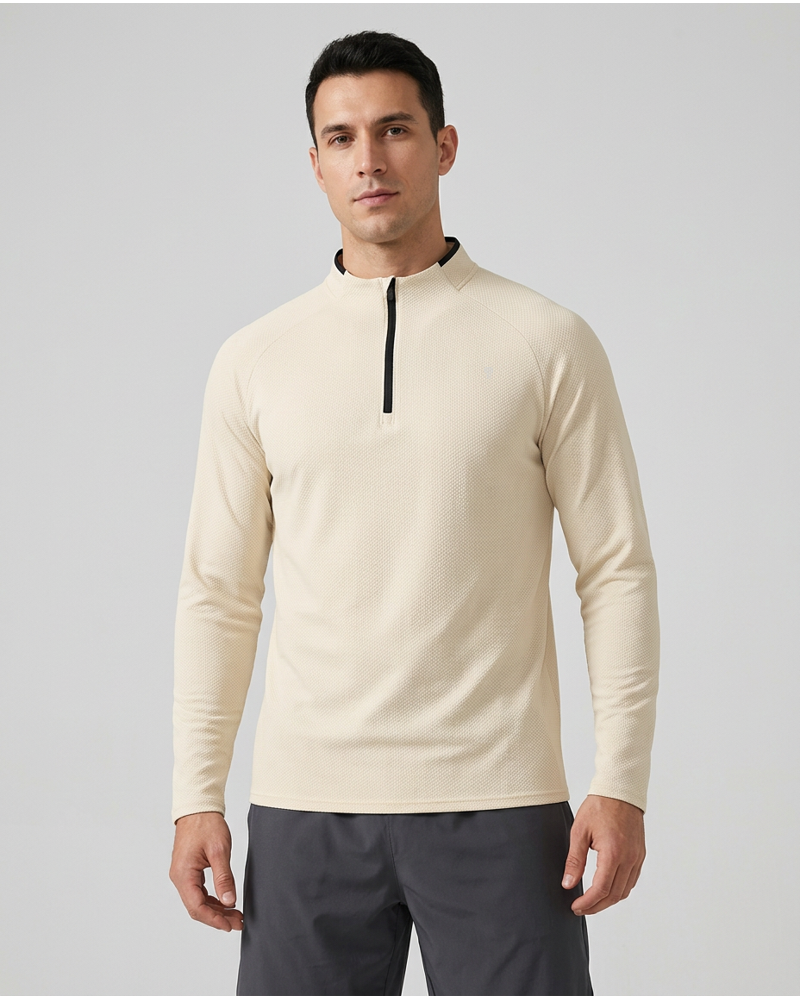 Polocom Plus Balance Stretch Quarter-Zip Top in Apricot, model concept view