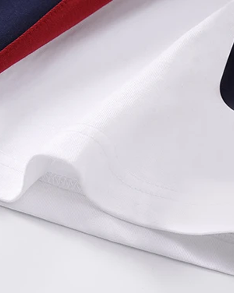 Circuit tee white contrast panel fabric detail