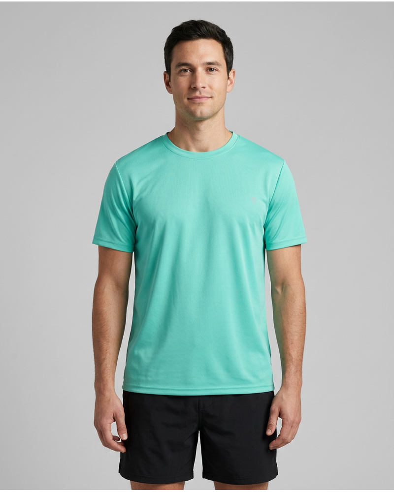 Polocom Plus Core Lightweight Training Tee in Mint, model concept view