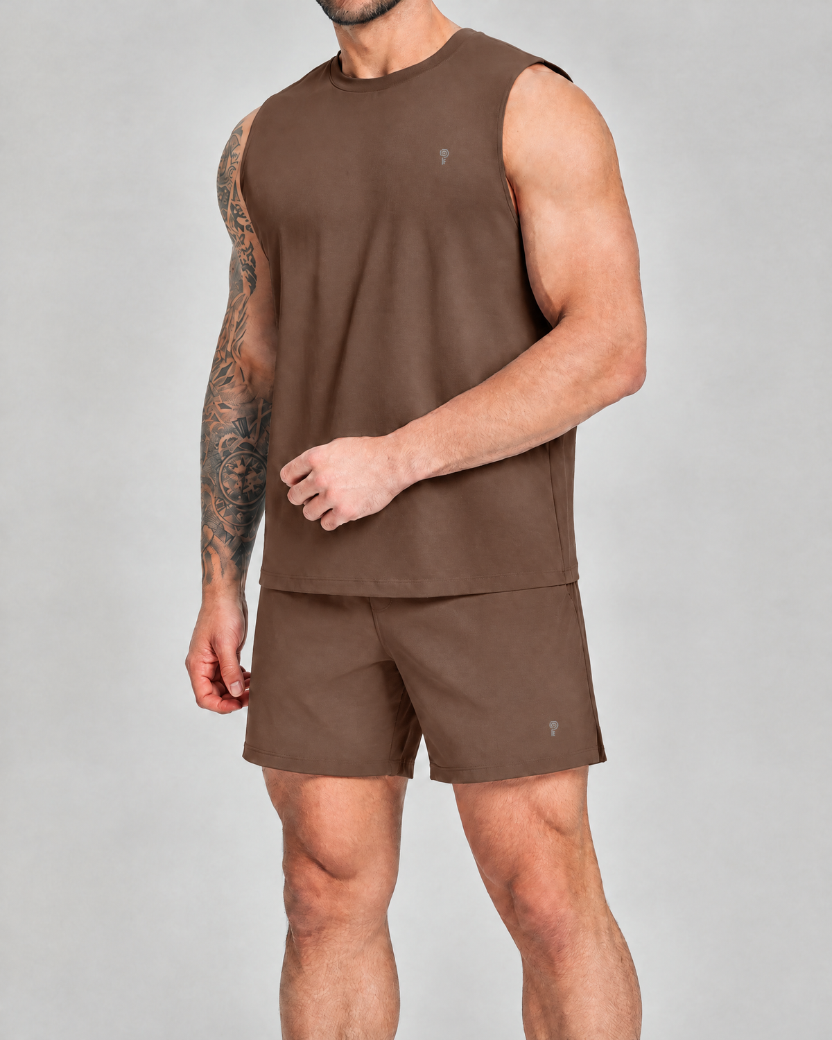 Court Tank & Shorts Set | Chocolate Brown | Front view