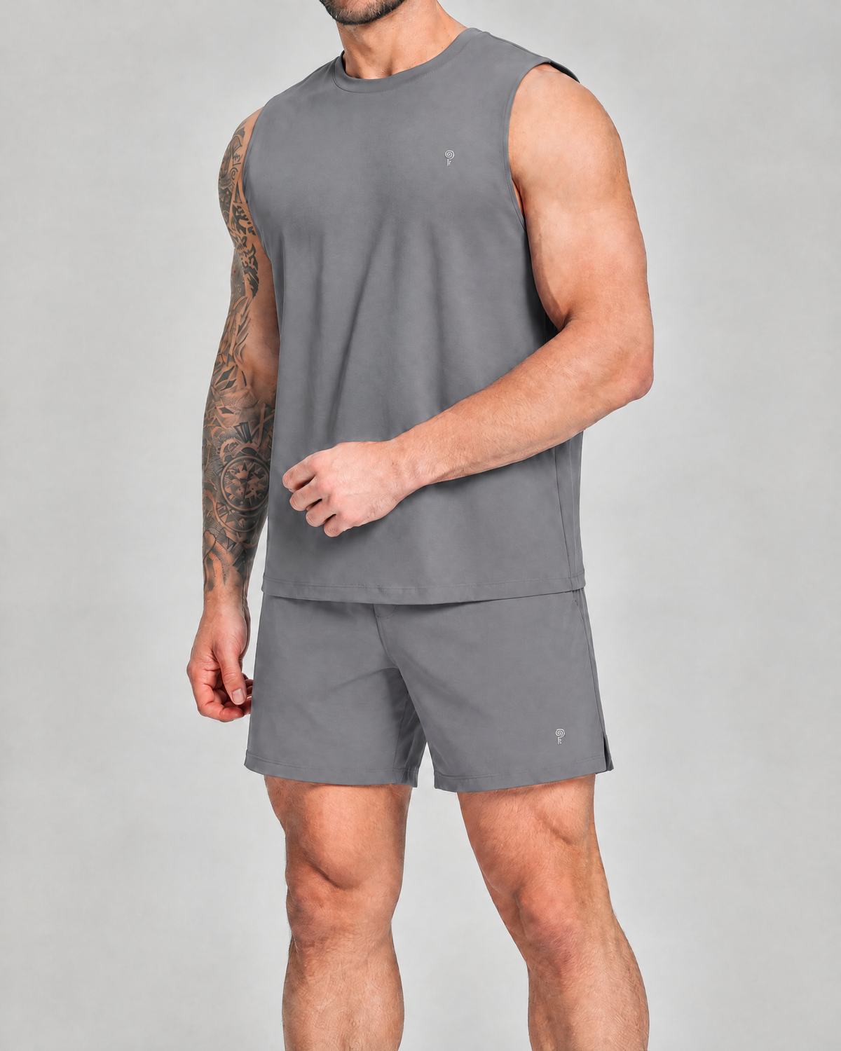 Court Tank & Shorts Set | Free Gray | Front view