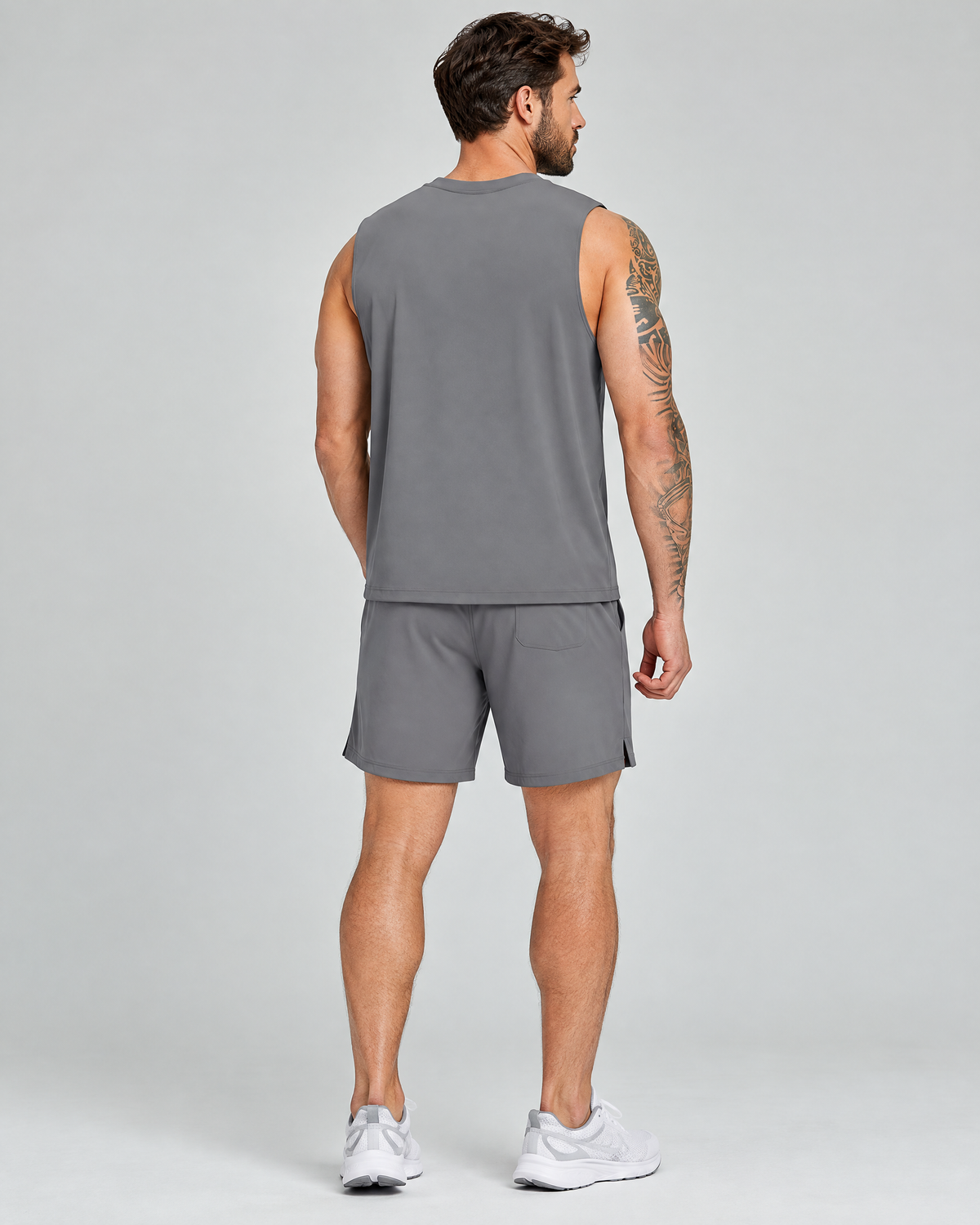 Court Tank & Shorts Set | Free Gray | Back view