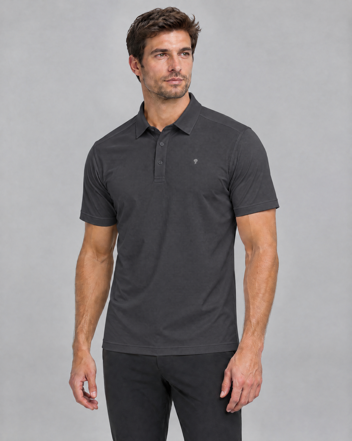 Court Textured Polo | Gray | Front view