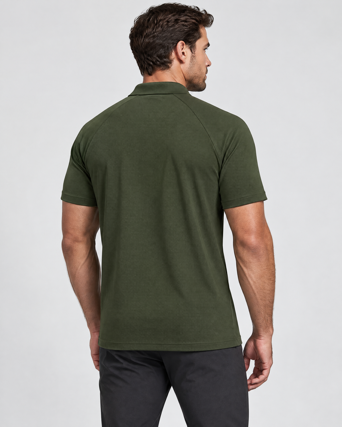 Court Textured Polo | Army Green | Back view
