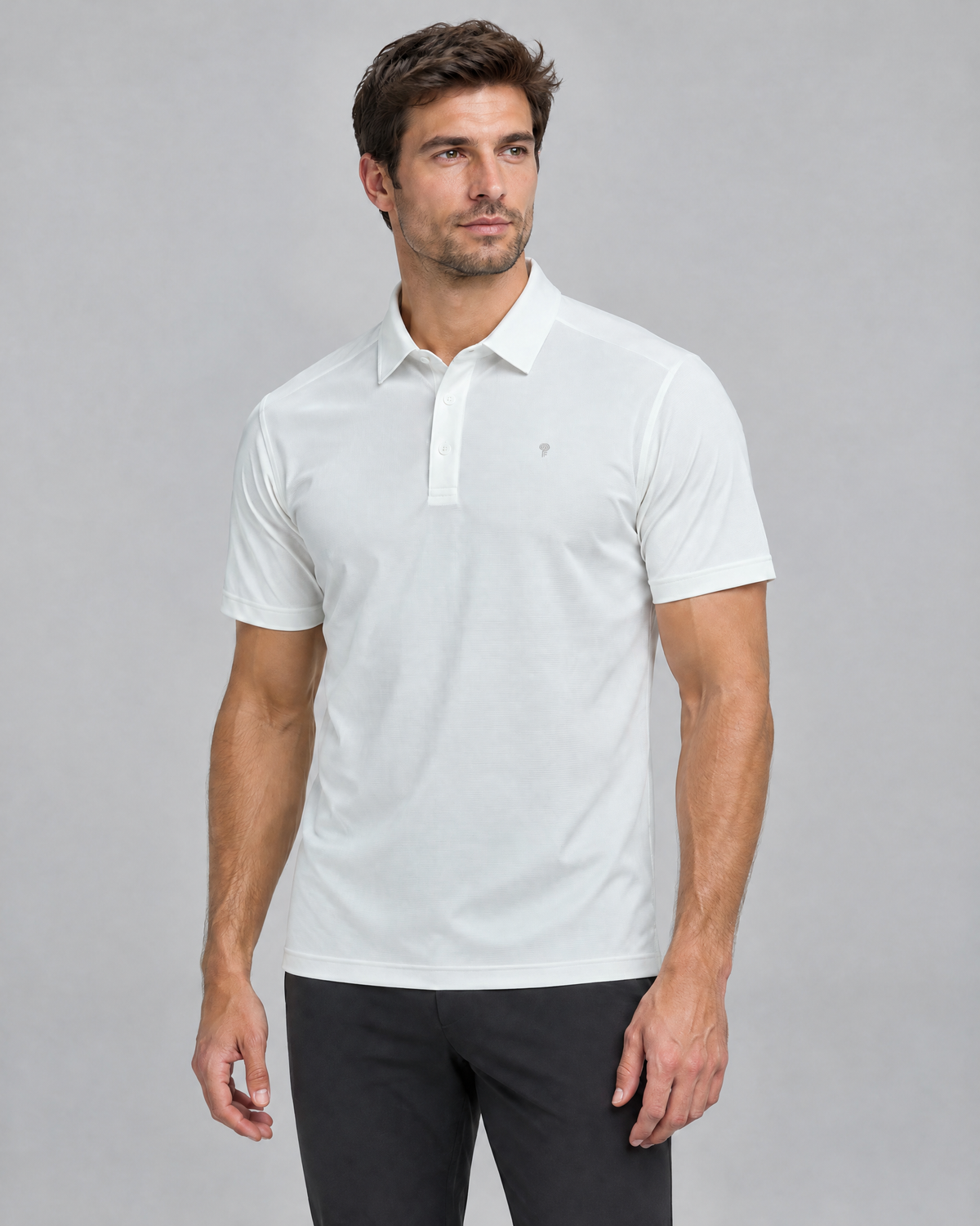 Court Textured Polo | White | Front view