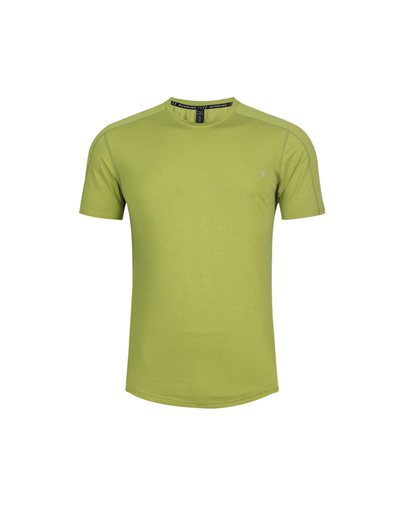 Green Curved Hem Running Tee, front view