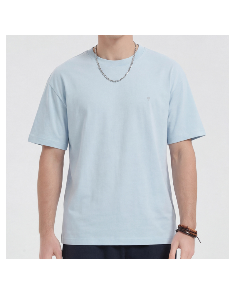Polocom Plus Daily 230 Cotton Tee — Ice Blue front on model
