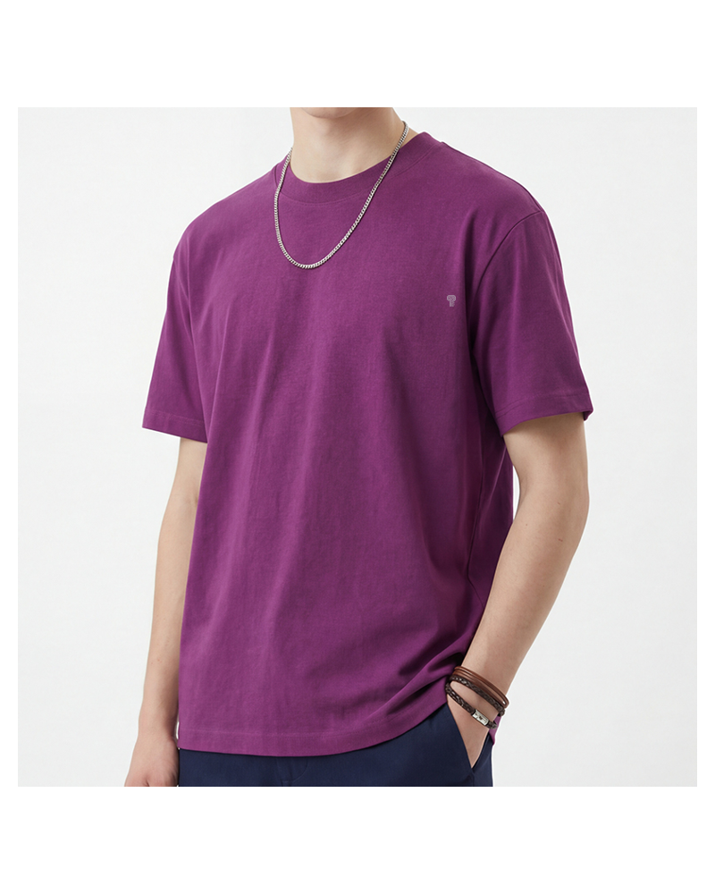 Polocom Plus Daily 240 Cotton Tee — Purple front on model