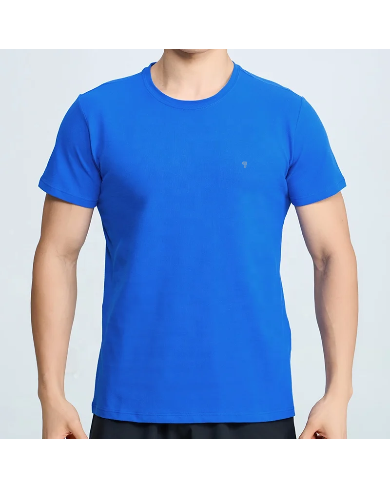 Polocom Plus Daily Cotton Stretch Tee in Blue, model view