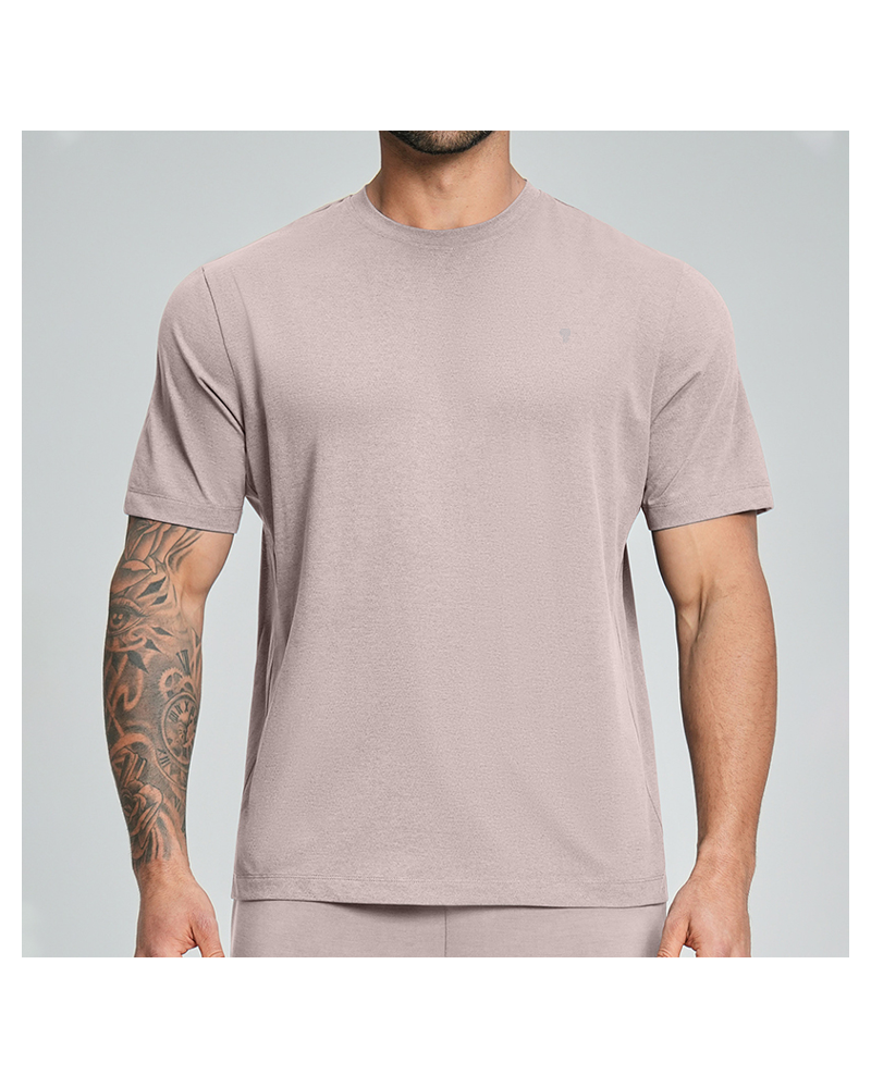Wheat Easy Mesh Training Tee worn by a model, front view