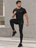 Polocom Plus Endure Pocket Training Tights — standalone reflective silver emblem branding mockup, no lettering.