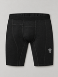 Polocom Plus Core Compression Underwear — standalone reflective silver emblem branding mockup, no garment lettering.