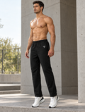 Polocom Plus Motion Training Joggers — standalone reflective silver emblem branding mockup, no lettering.