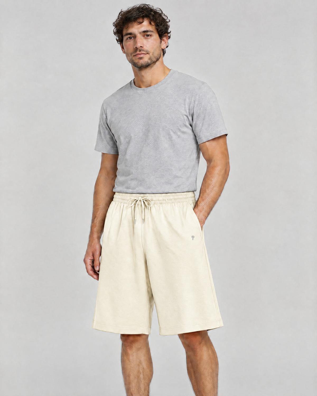 Everyday Cotton-Blend Shorts | Beige | Front view