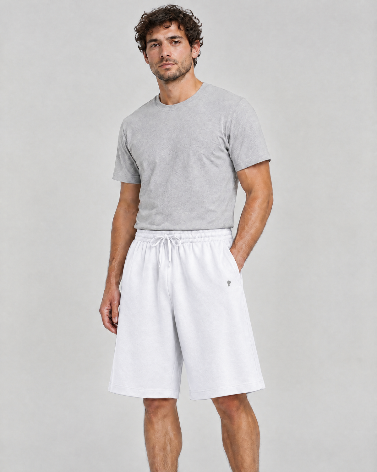 Everyday Cotton-Blend Shorts | White | Front view