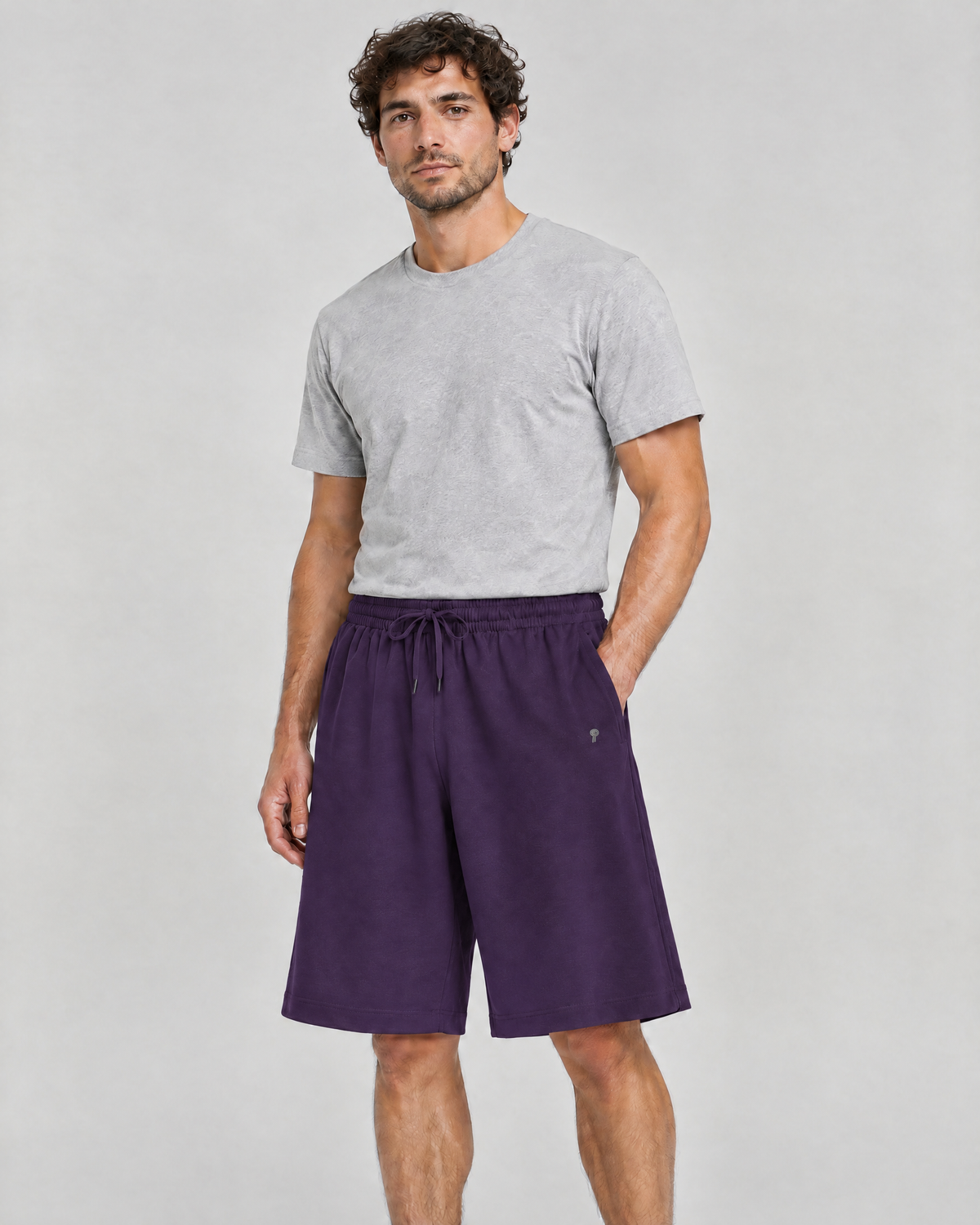 Everyday Cotton-Blend Shorts | Purple | Front view