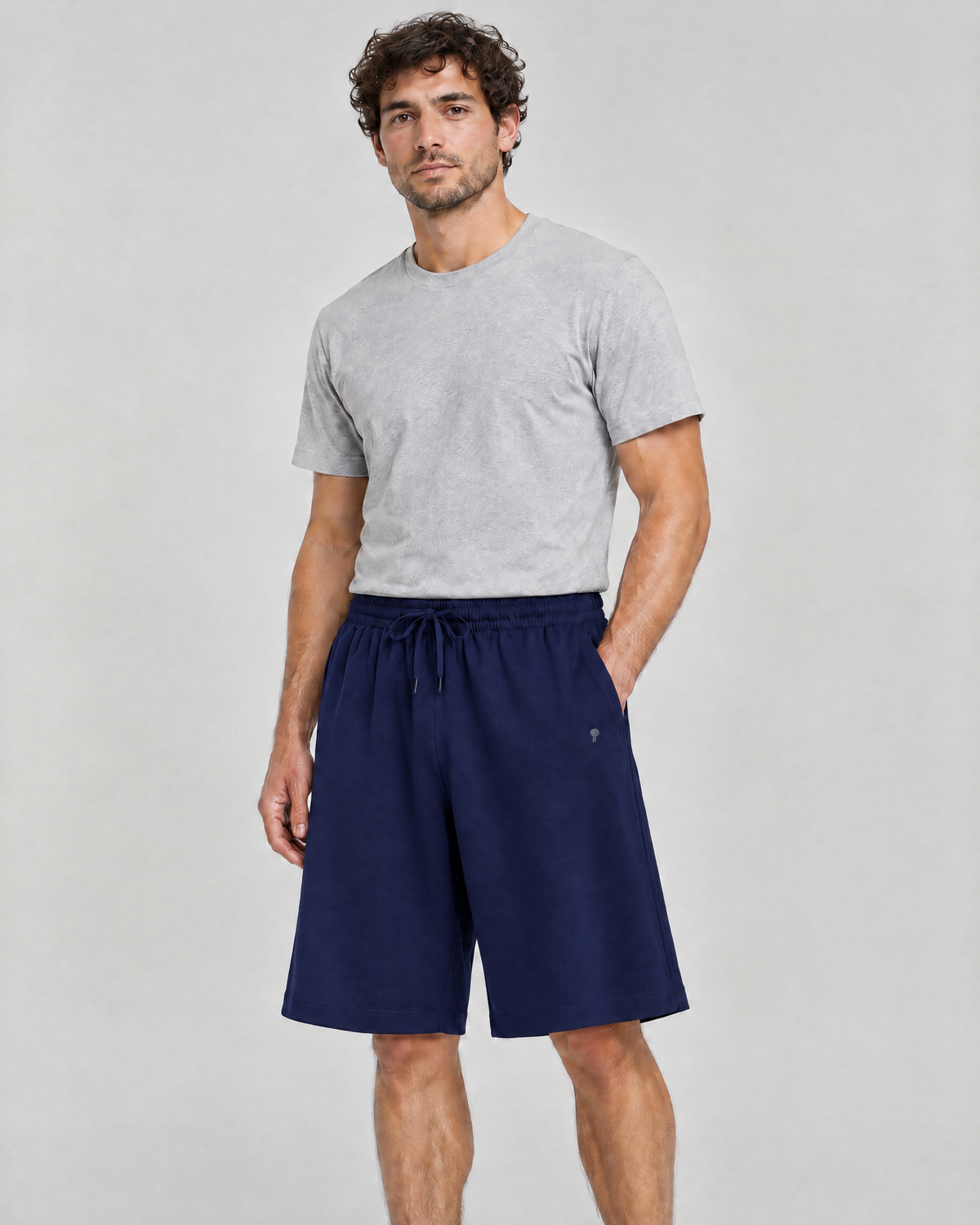 Everyday Cotton-Blend Shorts | Navy | Front view