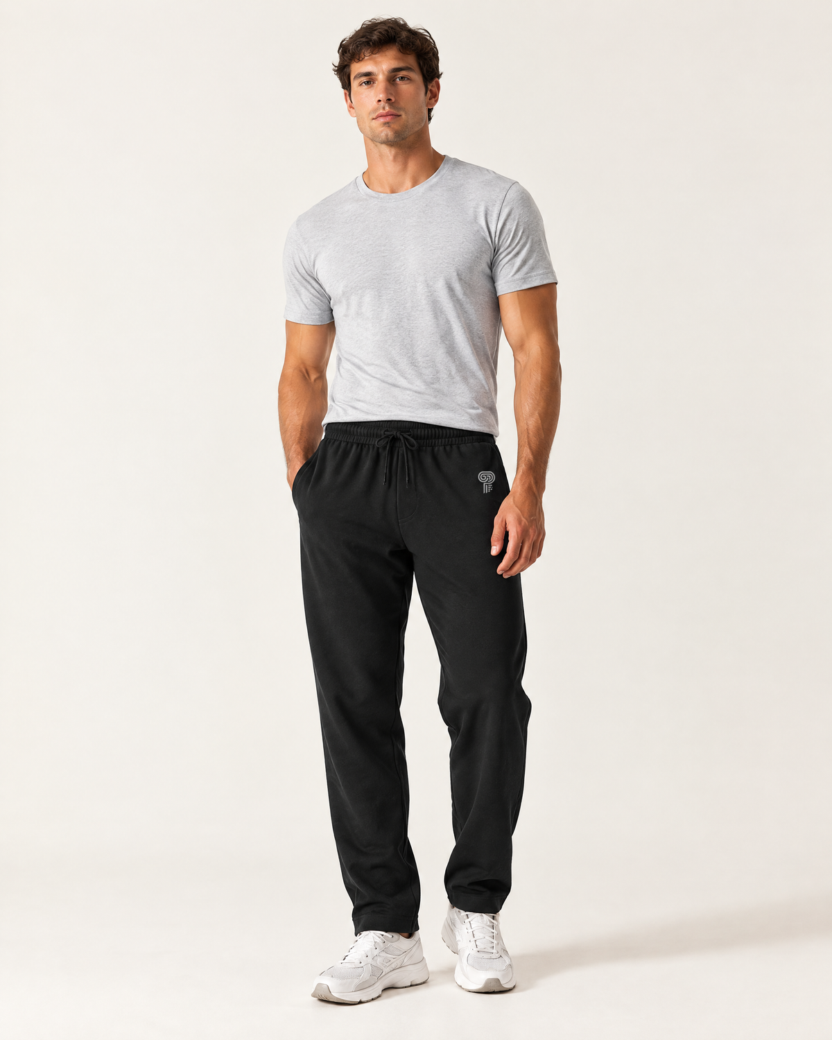 Polocom Plus Everyday Cotton-Blend Sweatpants | Black | Front view