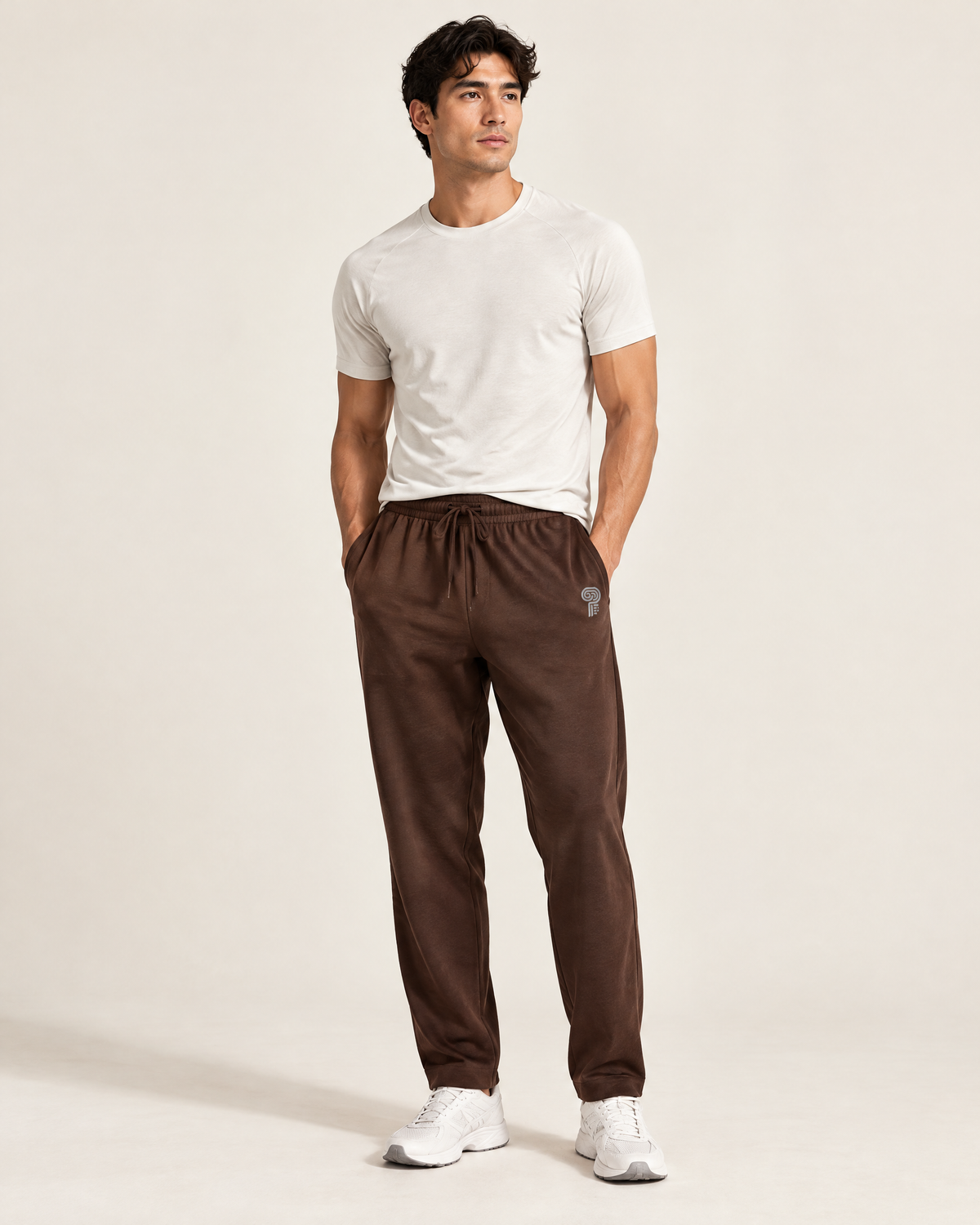 Polocom Plus Everyday Cotton-Blend Sweatpants | Brown | Front view