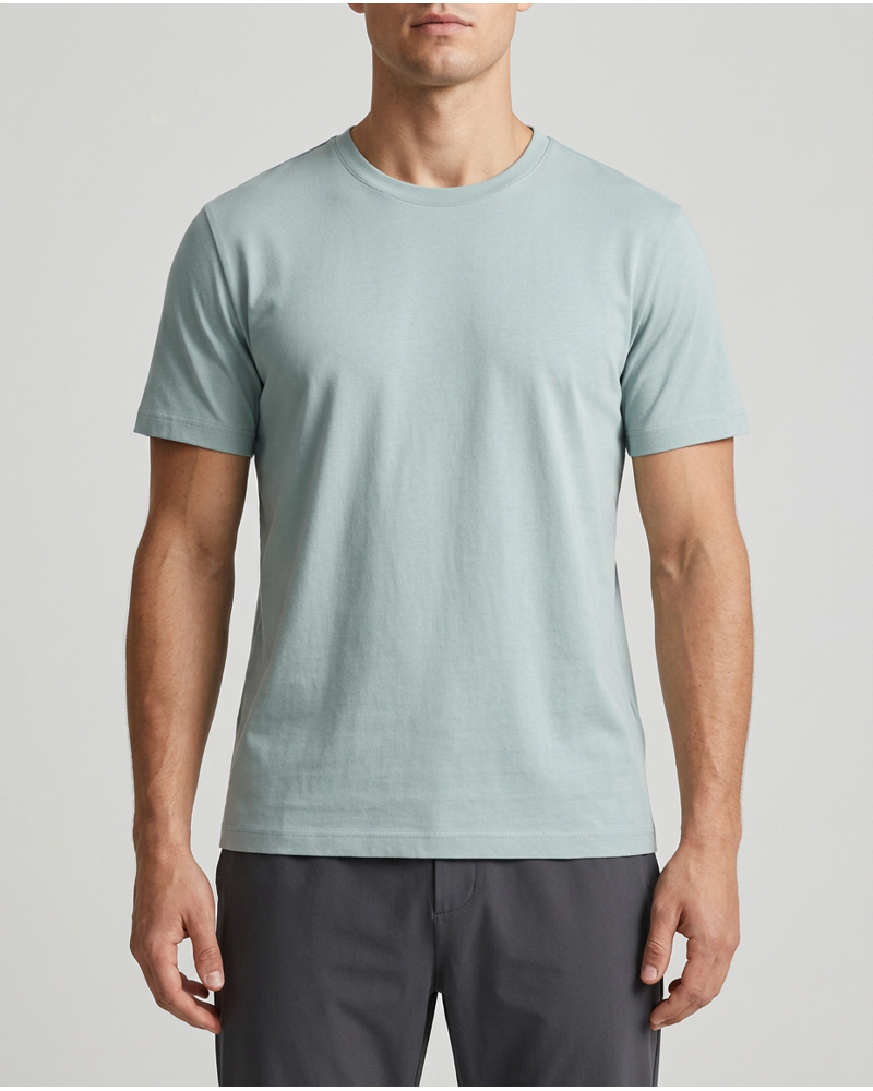 Polocom Plus Everyday Cotton-Blend Tee in Sea Blue, model concept view