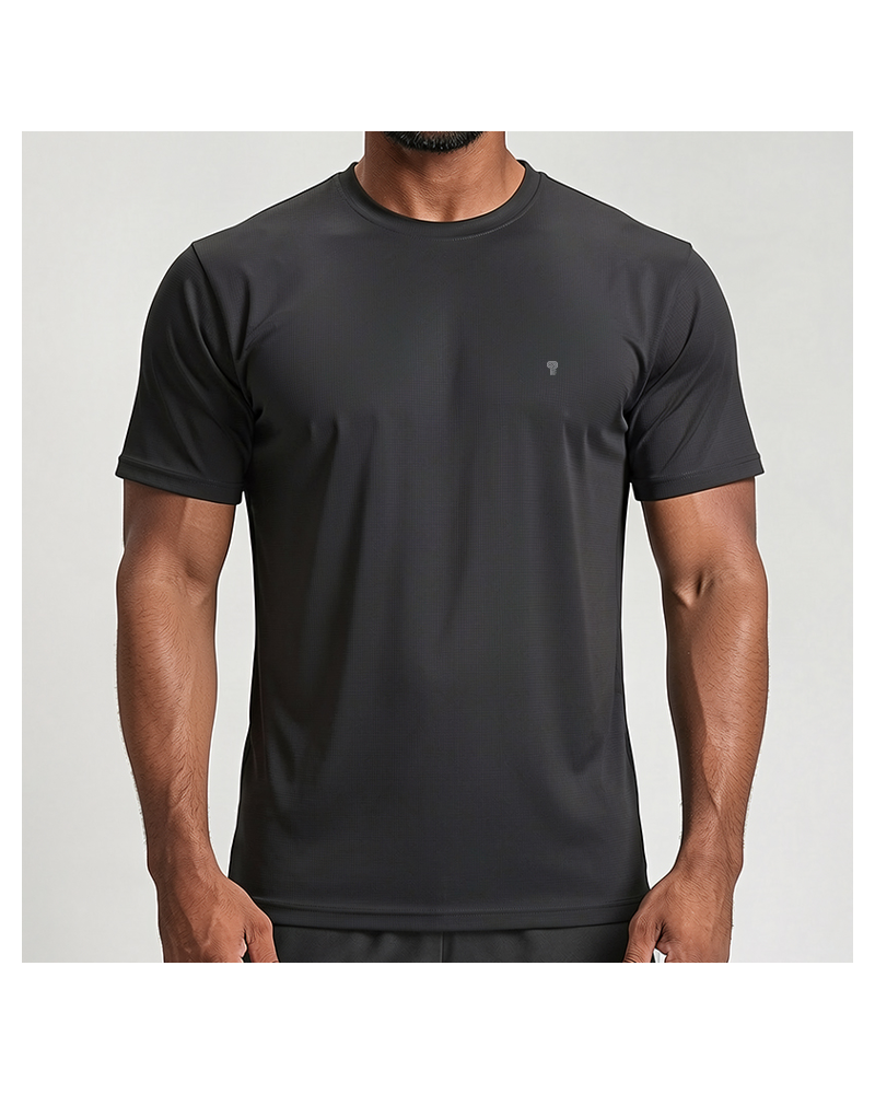 Polocom Plus Form 160 Raglan Tee — Gray front on model