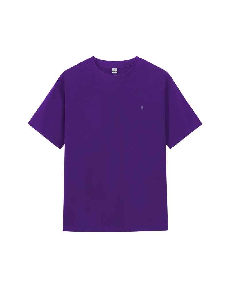 Polocom Plus Form Cotton-Blend Crewneck Tee in Purple, full product view