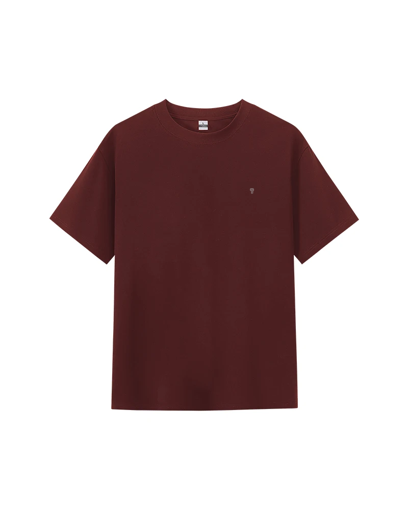 Polocom Plus Form Cotton-Blend Crewneck Tee in Ankarah Red, full product view